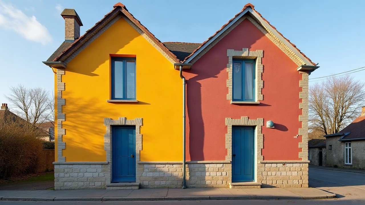 Deux façades accolées d'un même pâté de maisons dans une rue calaisienne