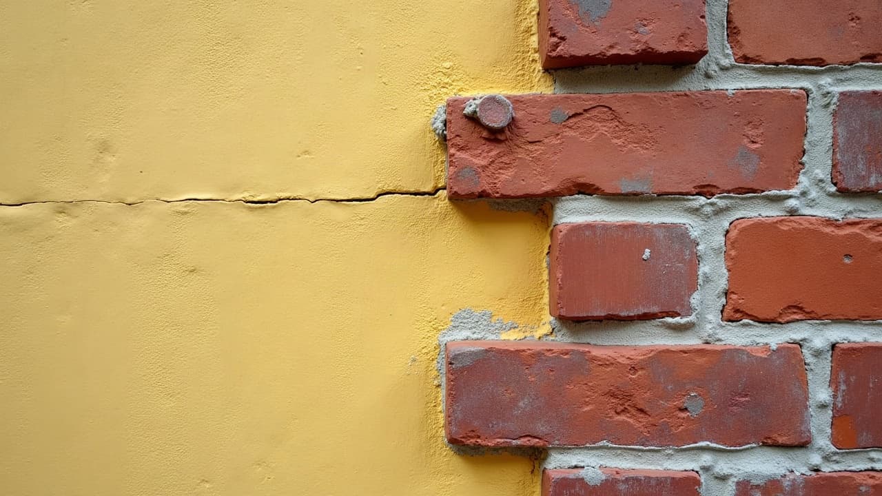 Fissure en escalier le long des joints d'une maçonnerie, à l'angle d'une ouverture