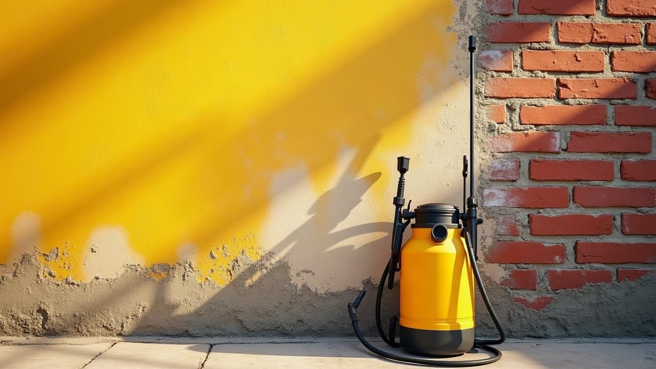 Application d'un traitement hydrofuge au pulvérisateur sur un mur de façade