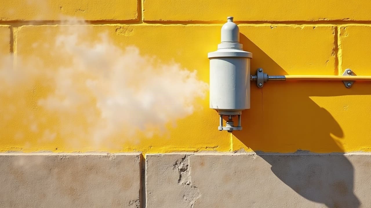 Gommage d'une façade en cours, projection d'un média abrasif doux sur le mur