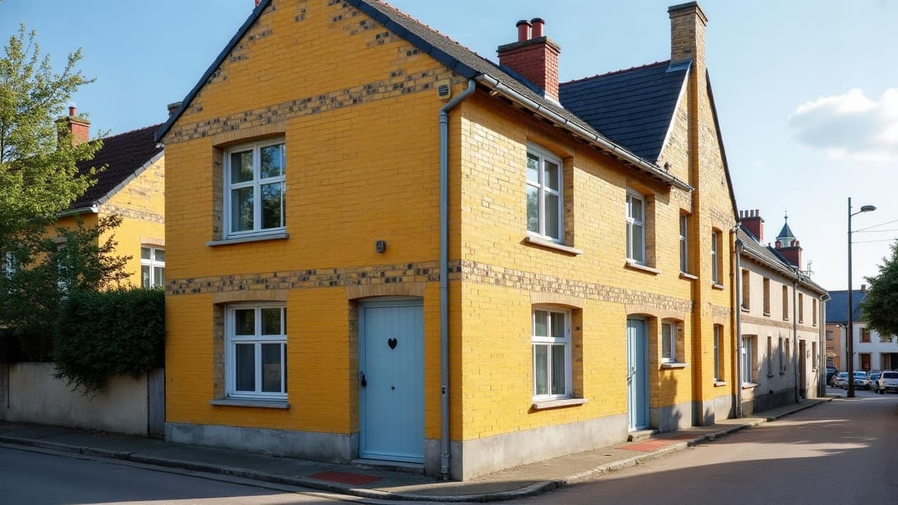 Soubassement de façade en enduit renforcé, jonction nette avec l'enduit du mur au-dessus